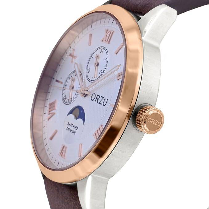 Multifunction Moon Phase Silver Dial Men'S Watch - Mm40031 | Stainless Steel Case & Solid Band | Sapphire Glass | Da : MM40031