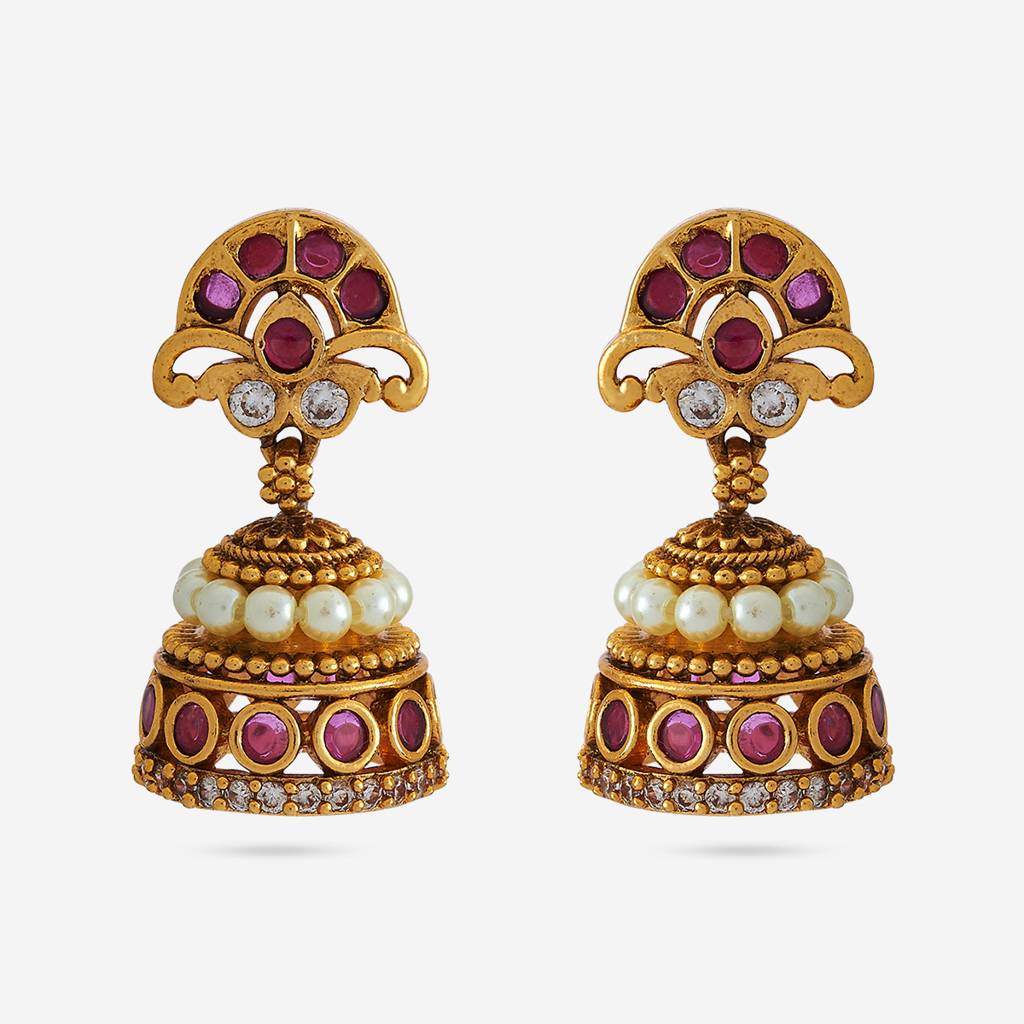 Ruby Gold - Plated Festive Antique Earring - 437937 : 437937