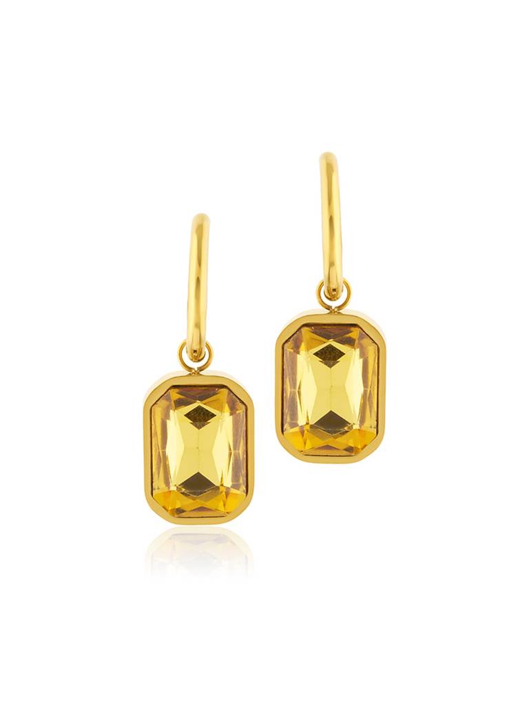 18K Gold Plated Prism Hoop Earrings Stainless Steel Waterproof & Anti-Tarnish : E87SJSS0G