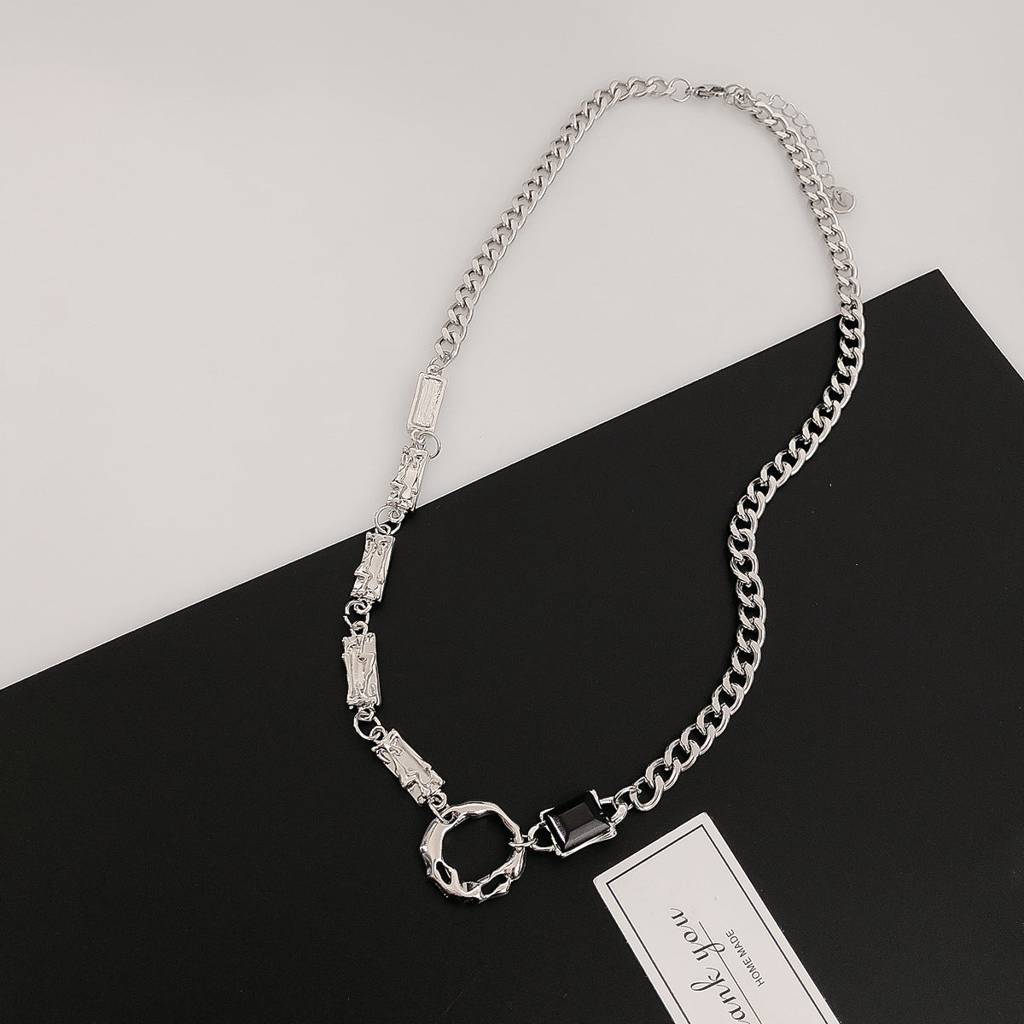 Dark Gemstone Glam Silver Chain : MN1S0927