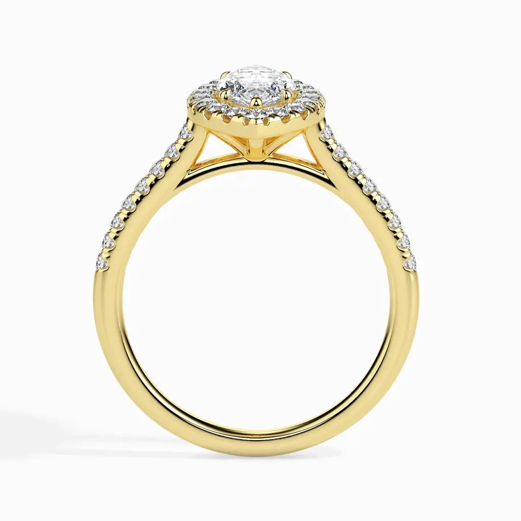1 Carat Marquise Solitaire Ring With Halo In Diamond Band : 09kYellowZNR163F10