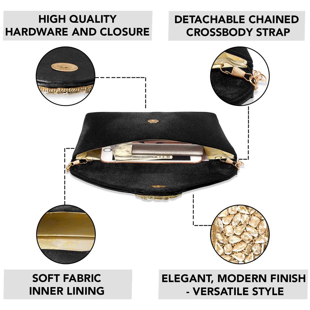 Clutch Women'S Purse Bridal Bag For Casual Detachable Strap Evening Sling Bag : C61BL