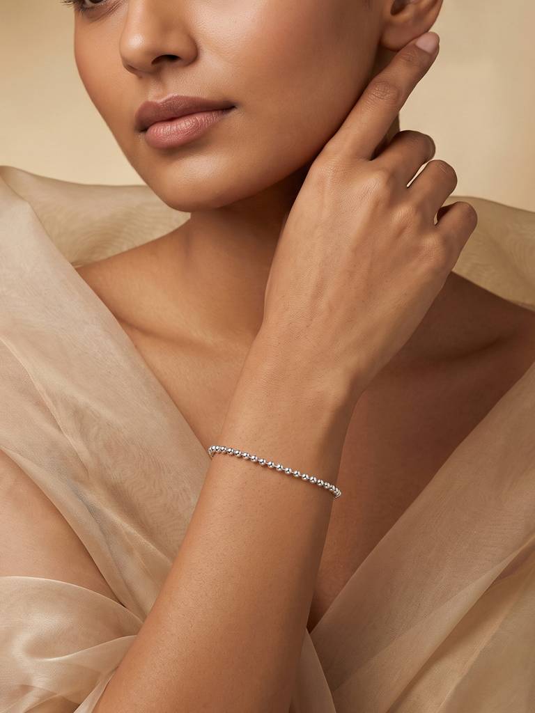 925 Silver Ball Chain Bracelet : IRLB4013