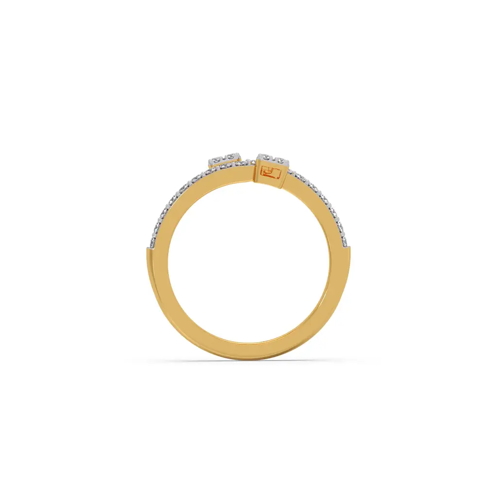 Round Diamond Floral Cluster Bypass Ring : LJ-R00646-09YGLGD-10
