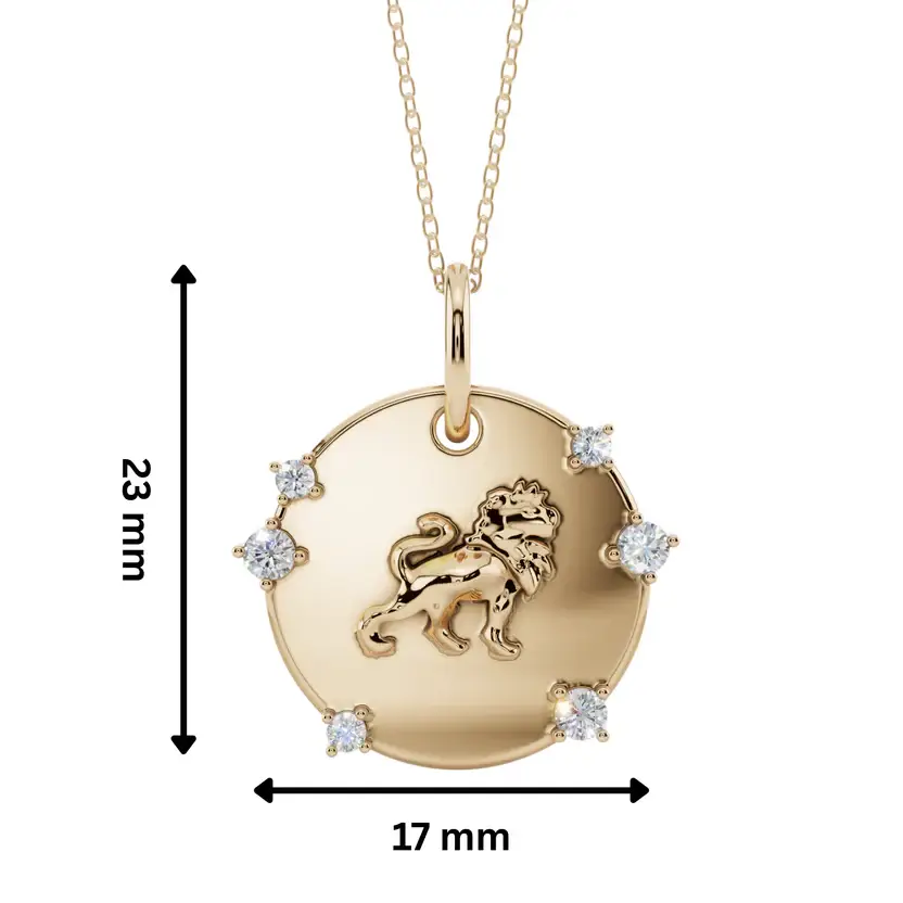 Solar Majesty | Leo Charm Semi Silver Pendant Necklace : VZD01-LEO-SM-C