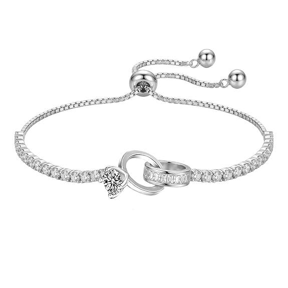 Silver Plated Fancy Bracelet For Women Girls Cubic Zirconia Studded Casual & Festive Wear Jewellery Gift For Her : PX9B274S