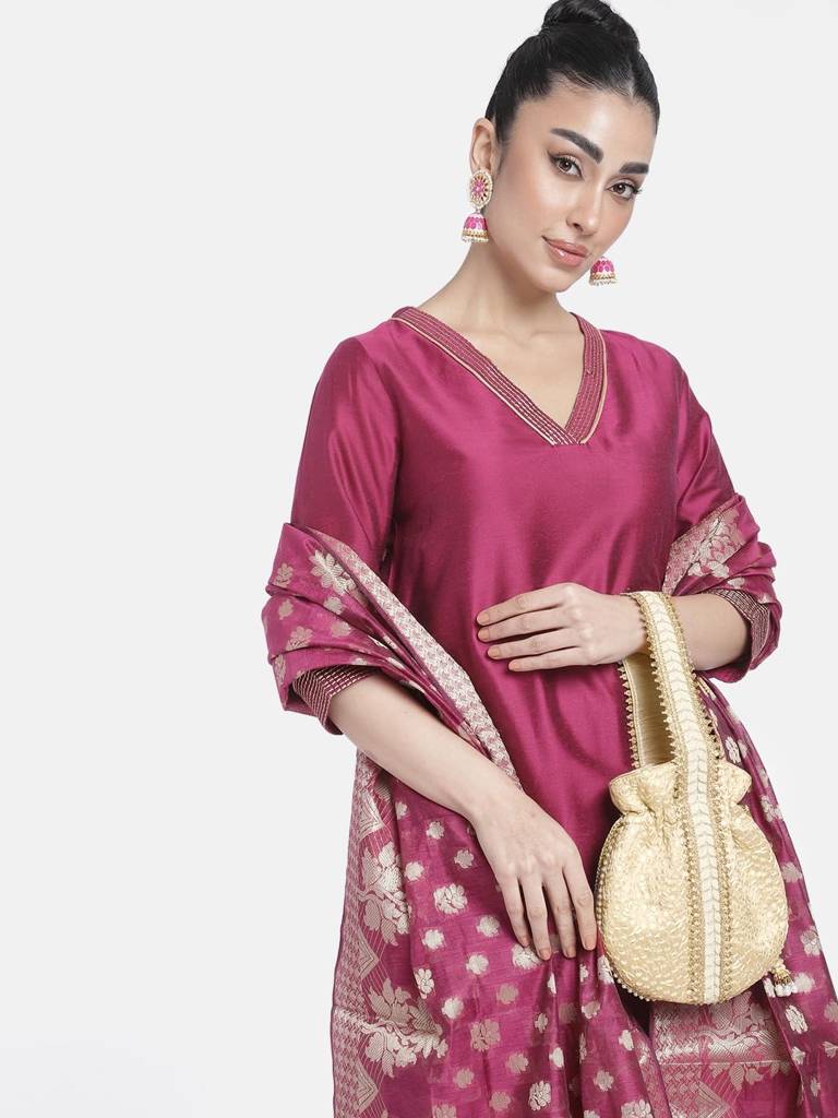 Potli Bags For Women Evening Bag Clutch Ethnic Bride Purse With Drawstring(P93Br) : P93BR