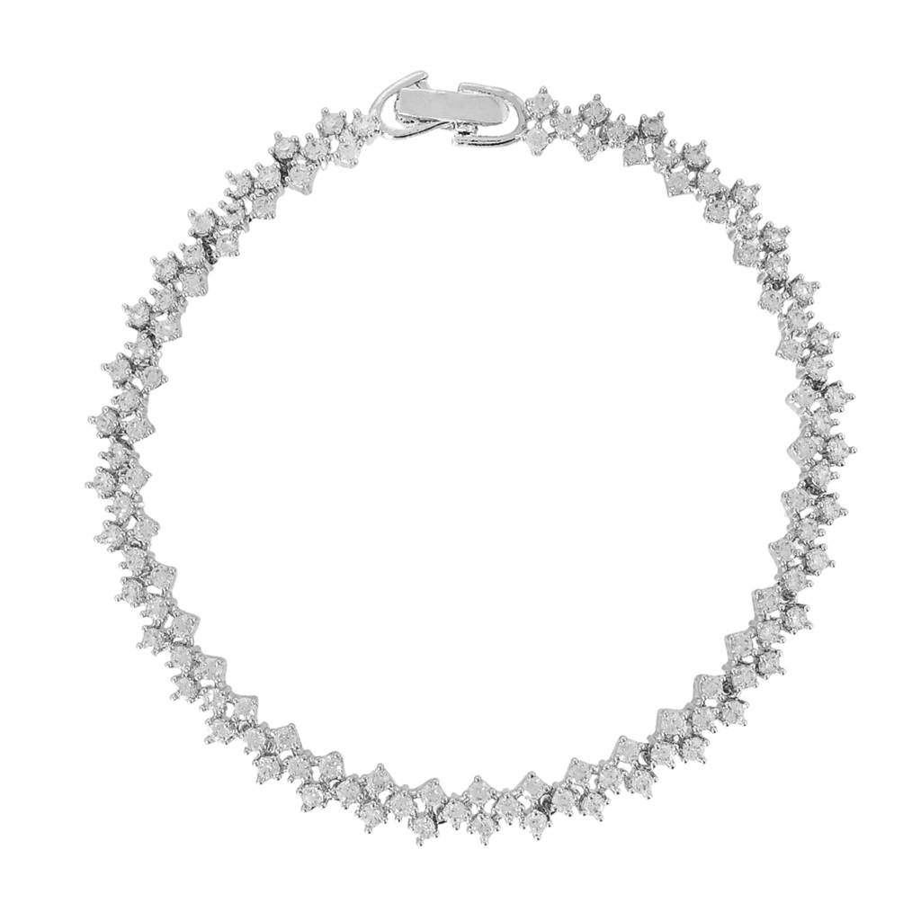 Sparkling Elegance Diamond Cut Cz Chain Bracelet : 8905124529425