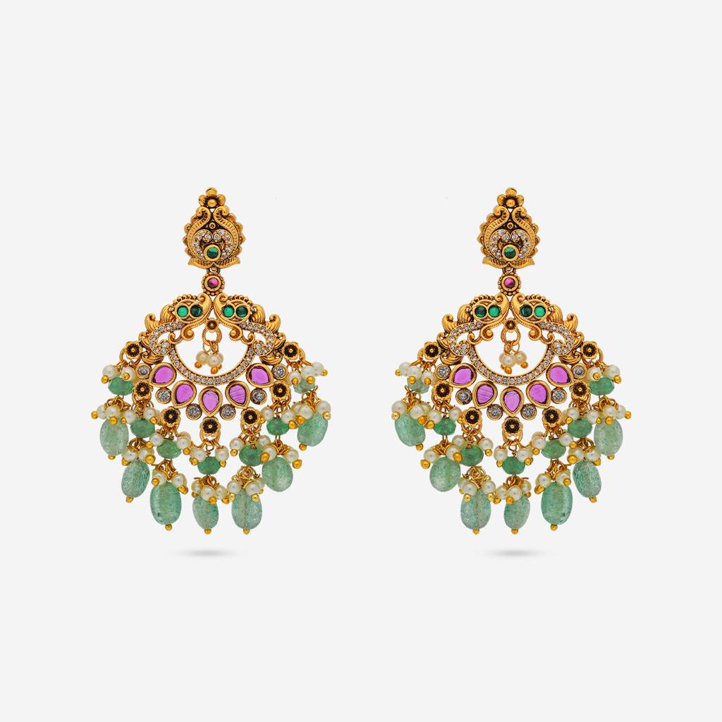 Ruby-Green Gold - Plated Bridesmaid Antique Earring - 451869 : 451869