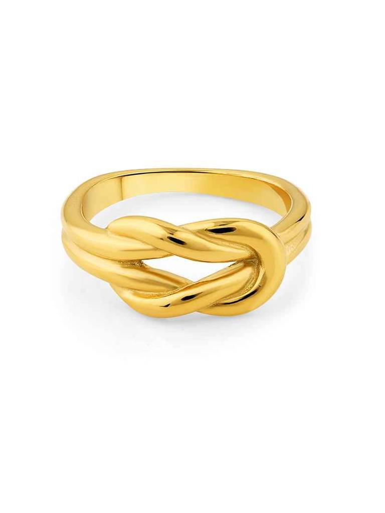 18K Gold Plated Stainless Steel Waterproof & Anti-Tarnish Eternal Knot Ring : R106ASSS8G