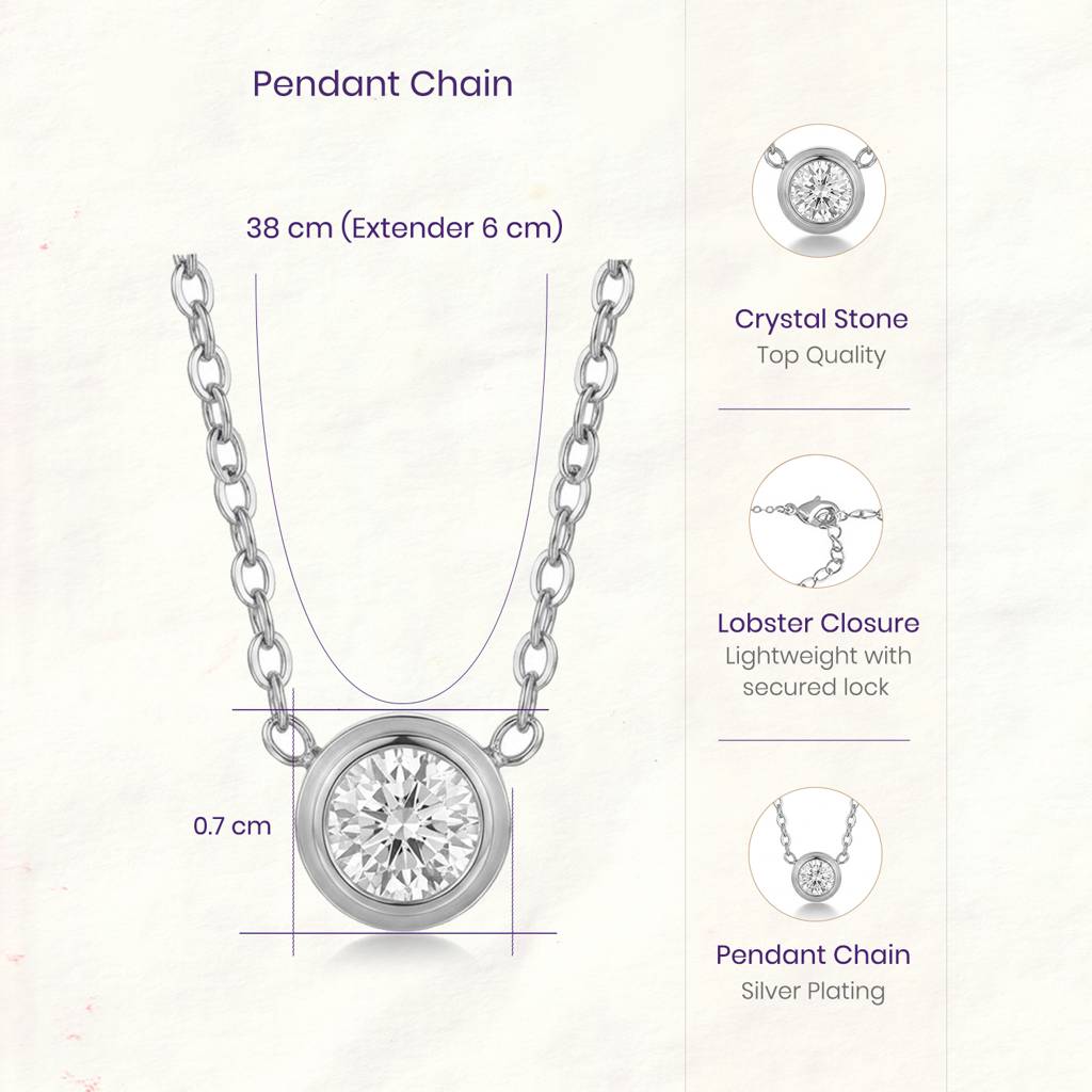 Crystal Studded Pendant Chain Necklace Fashion Jewellery For Women & Girls : PX9P83S