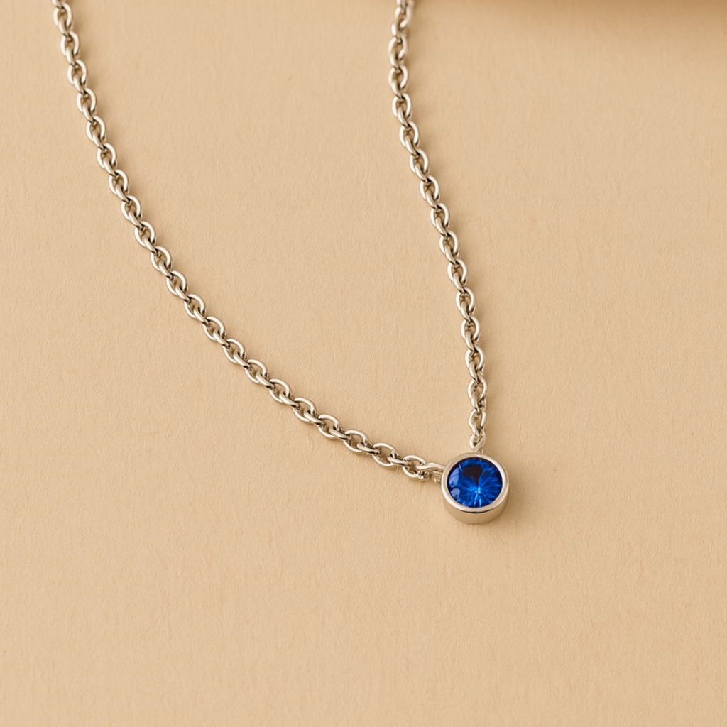 Sapphire Solitaire Necklace : PEN_SAPPHSO_S_3050