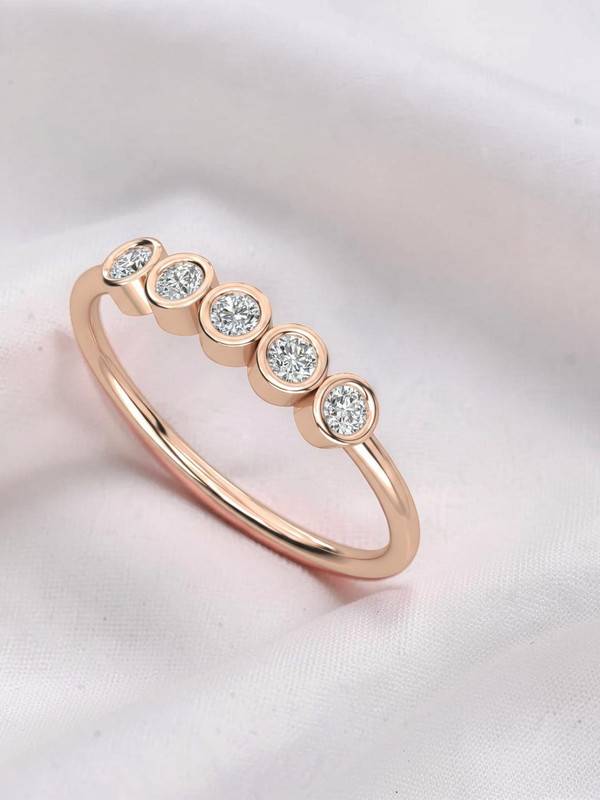 Bezel Set Contemporary Ring - In 925 Sterling Silver - White Finish : TGDR1195-R-6