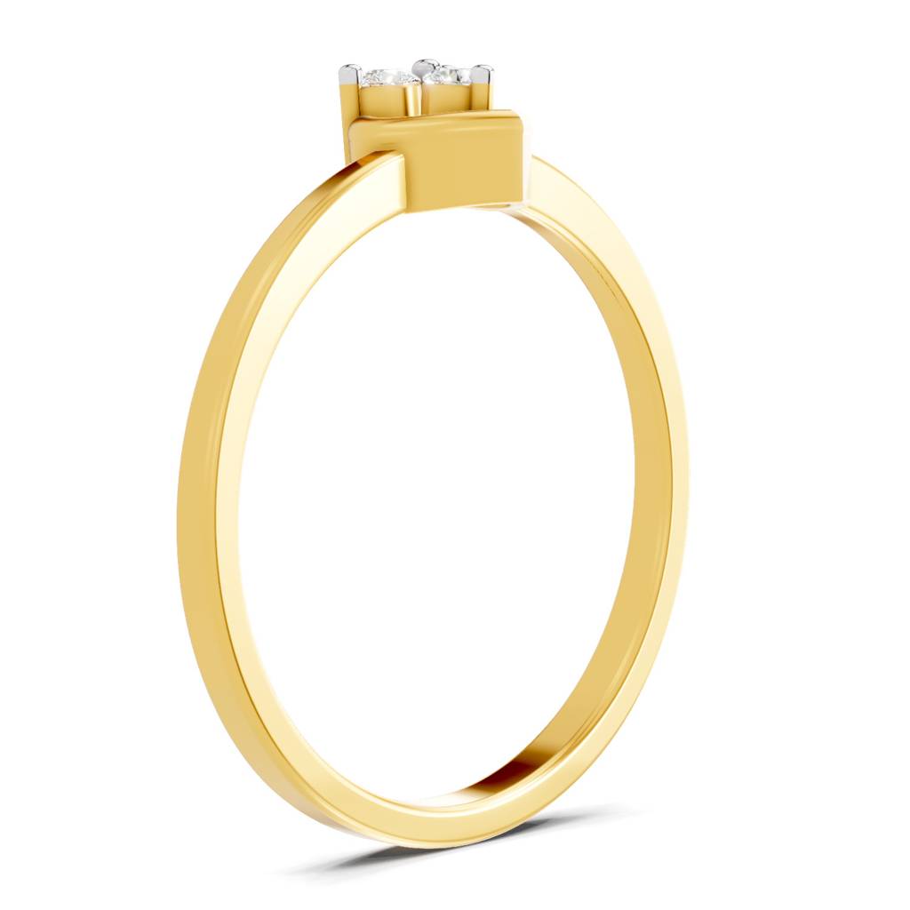 Lab Grown Diamond 0.06Ct Round 925 Sterling Silver Gold Plated Ring : SQR14669-RG-925S-006-CT_5