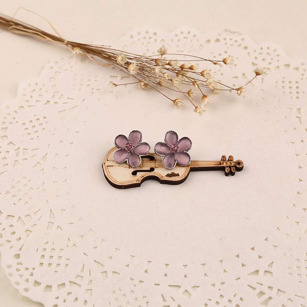 925 Silver Plated Pink Flower Stud Earrings : PX8E63