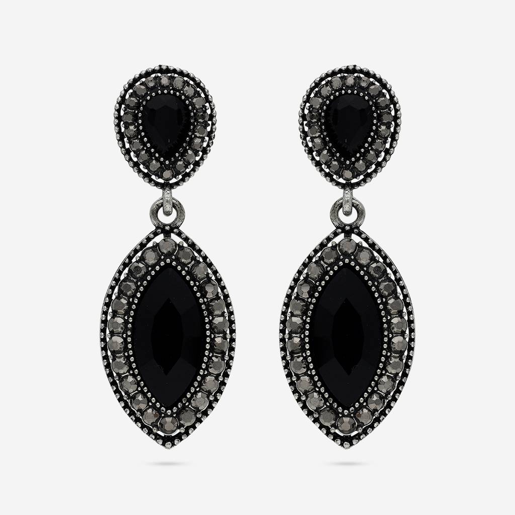 Black Oxidised - Plated Casual Wear Trendy Earring - 450865 : 450865