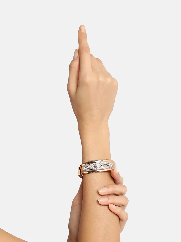 Callista-Sohi Gold-Plated Stones Studded Maxi Crystal Cuff Bracelet : SOHIBR8153