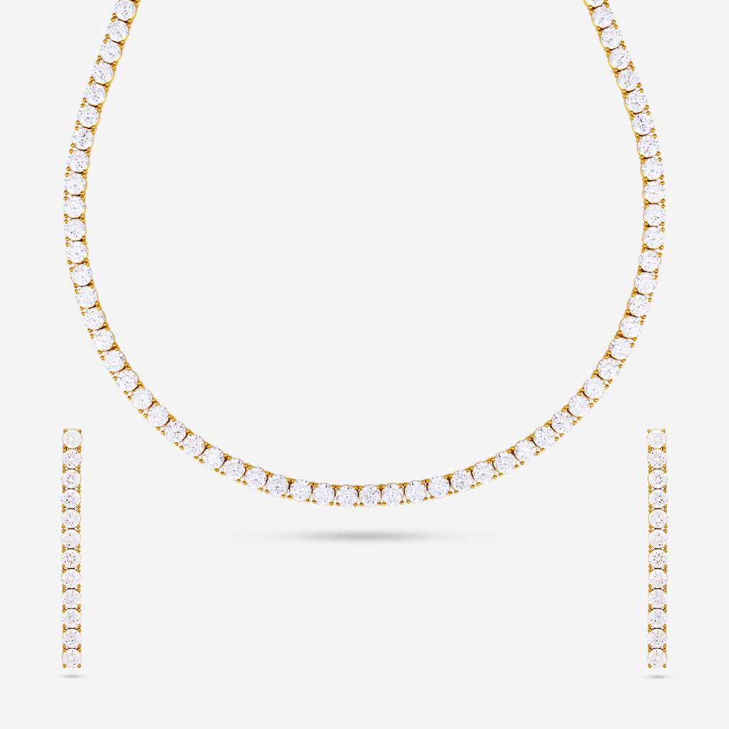 White Gold - Plated Party Wear Silver Necklace - 442962 : 442962