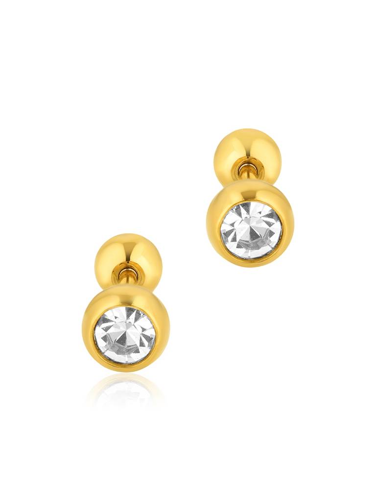 18K Gold Plated Crystal Ball Studs Stainless Steel Waterproof & Anti-Tarnish : E46ASSS0G