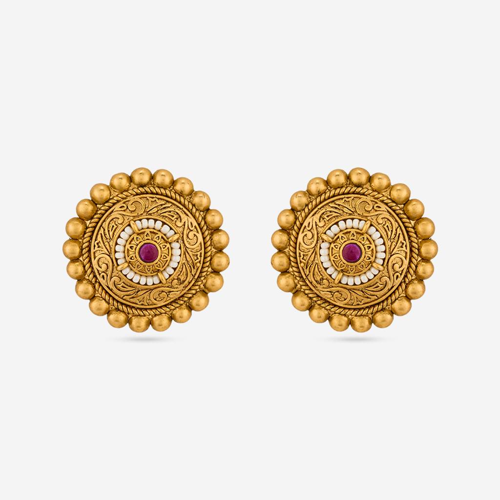 Ruby Gold - Plated Festive Antique Earring - 467566 : 467566