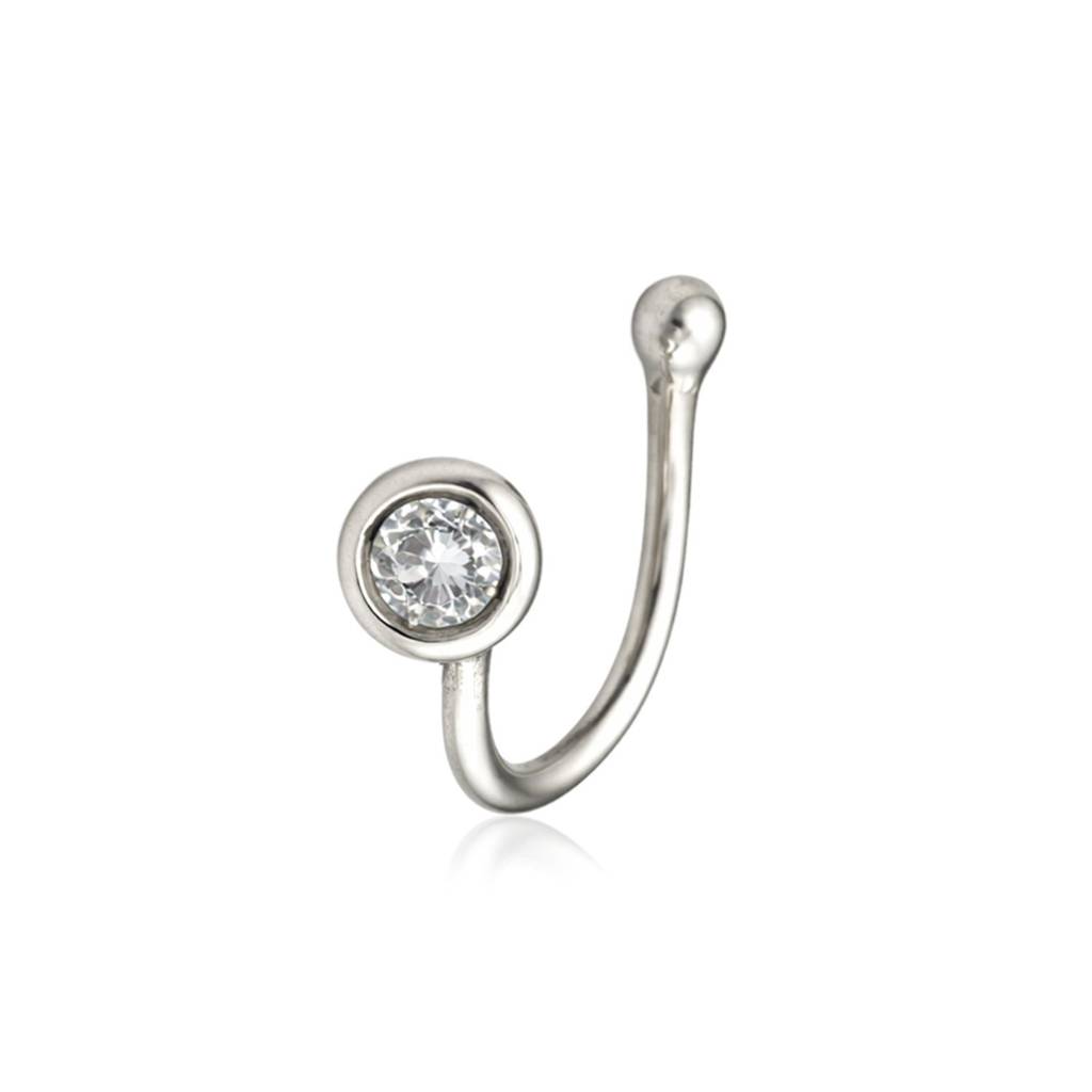 Cz Minimalist Bezel Set Clip-On Nose Pin 925 Sterling Silver : CNP-0012