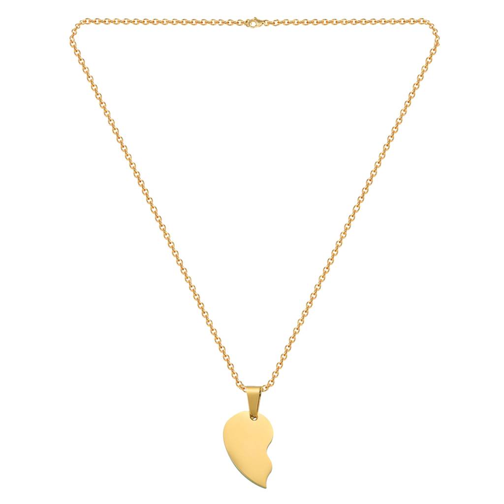 Gold Plated Heart Shape Couple Pendant Chain Necklace Contemporary Style Jewellery For Men & Women : PFCCP20G