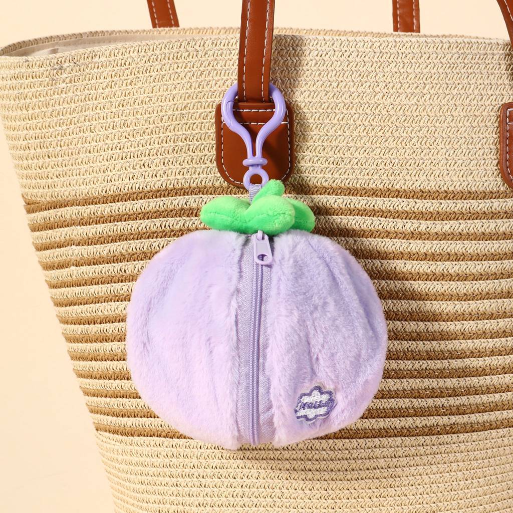 Mini Furry Zipper Pouch Bag Charm : C-BG-0030-PL