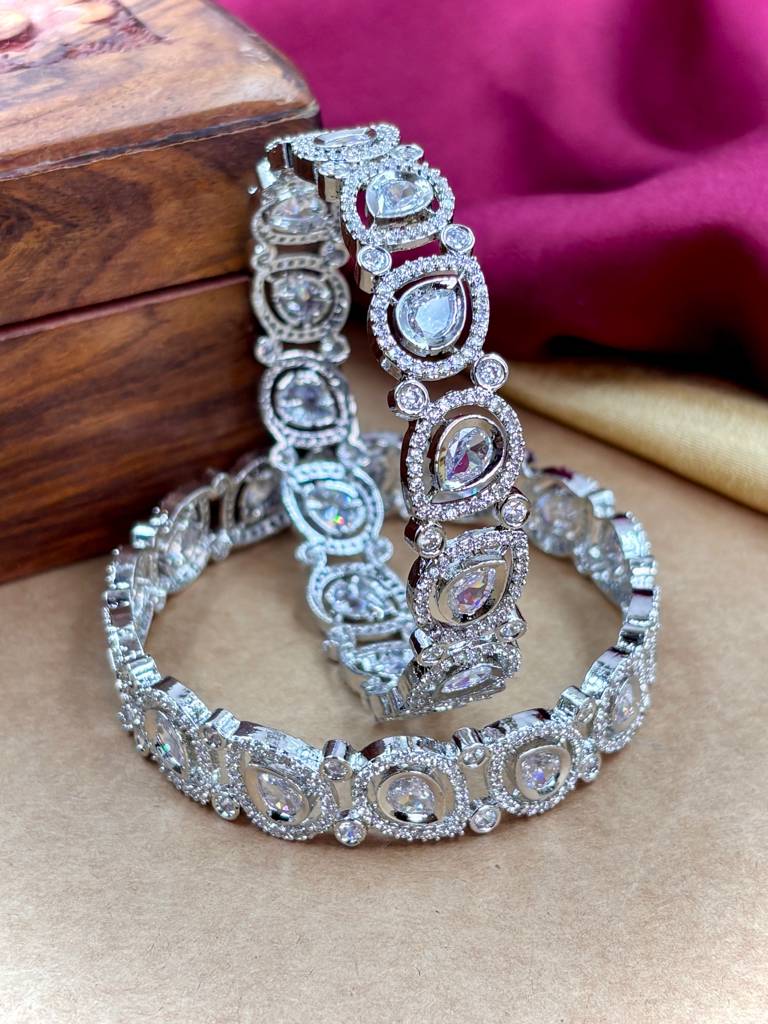 Silver Ad Fancy Bangles : HB-62-24-SILVER