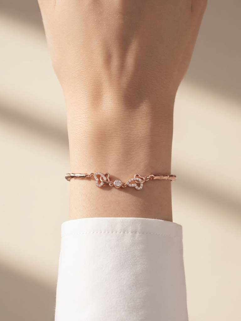 925 Silver Butterfly Crystal Bracelet For Women : BR-68