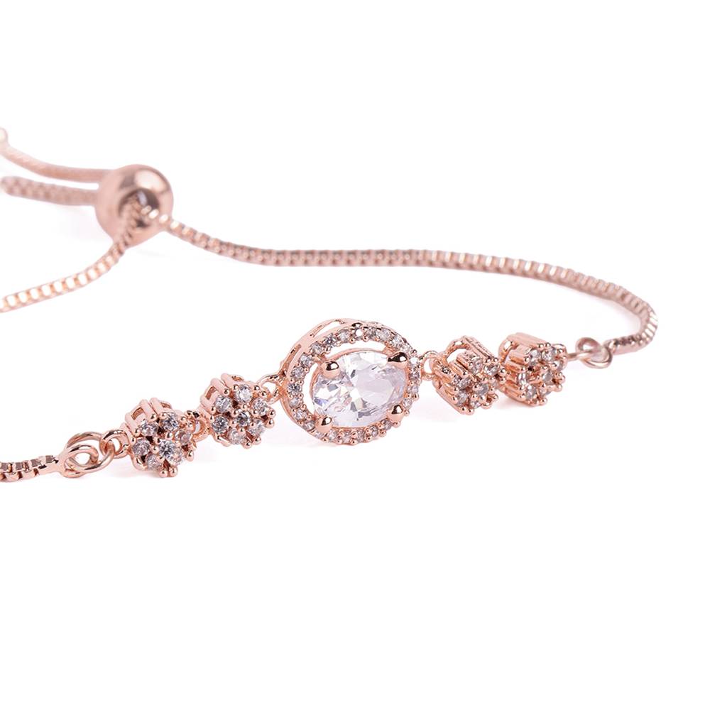 Cz Adjustable Bracelet | Classic Style | Evening Wear : AD-204-RGWE-BR