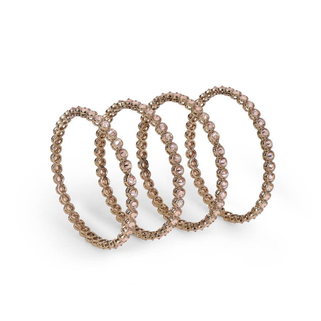 Delightful Brown Stone Antique Gold Plated Set Of 4 Bangles For Women : 6BG20_MD_22