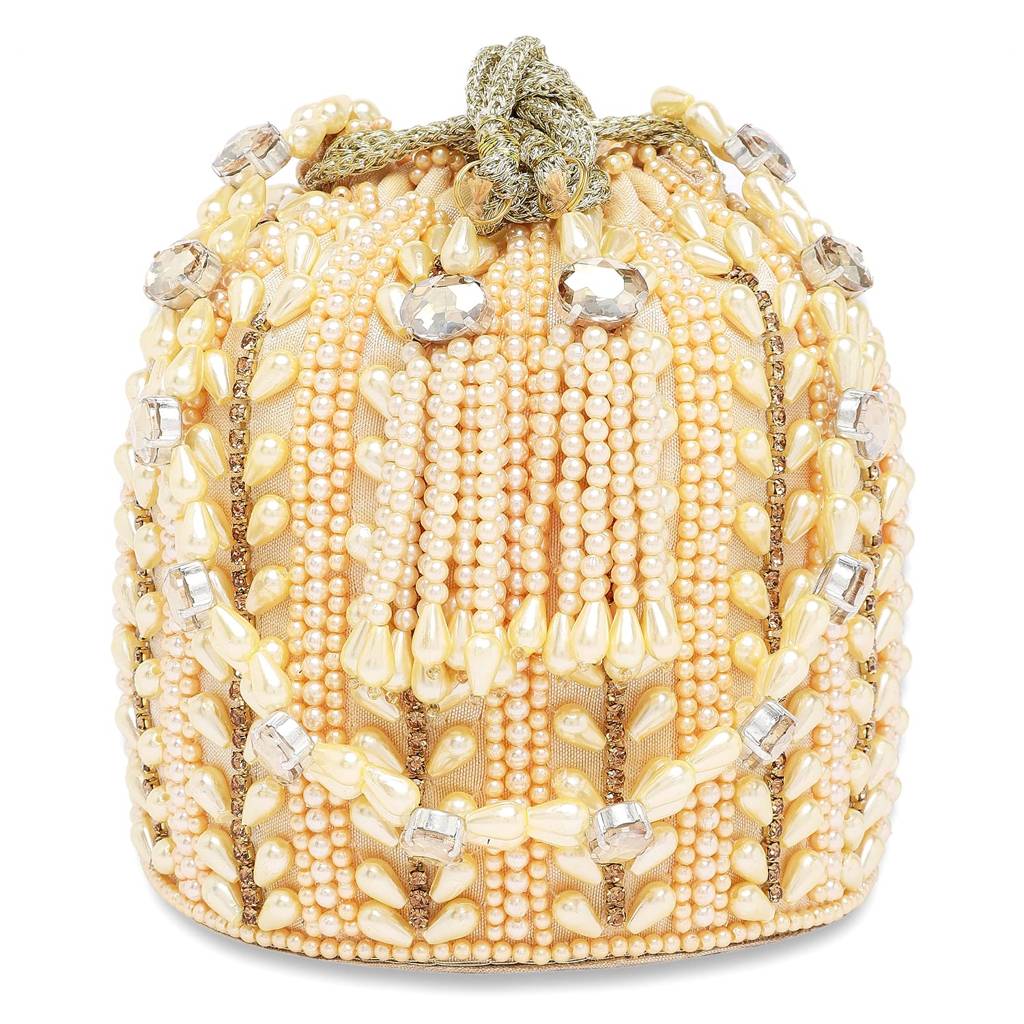 Potli Bags For Women Evening Bag Clutch Ethnic Bride Purse With Drawstring(P36Crm) : P36CRM