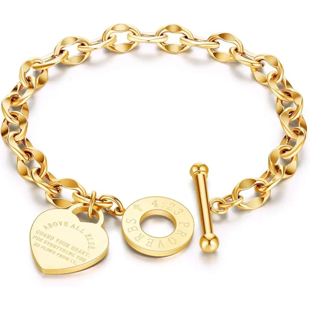 Forever Linked Heart Charm Bracelet : BS14618-G