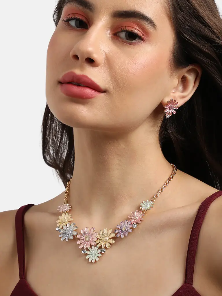Baligha-Women'S Multicolour Pastel Flora Jewellery Set : SOHIJS9787