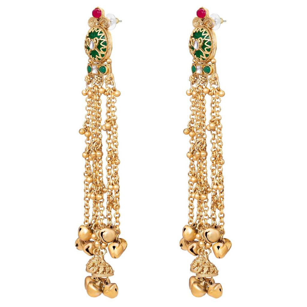 Fancy Gold Plated Ethnic Dangler Earrings For Women & Girls : PF09E020RG