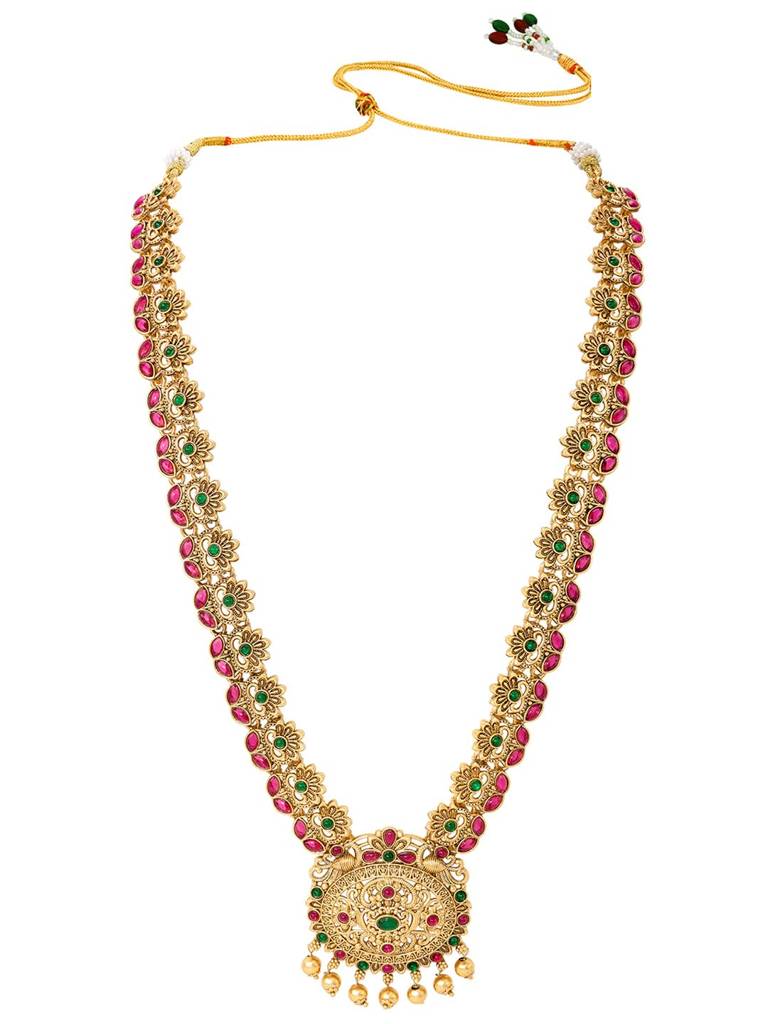 Gold Plated Traditional Necklace Bridal Jewellery Set For Women : PF109BR04RPG