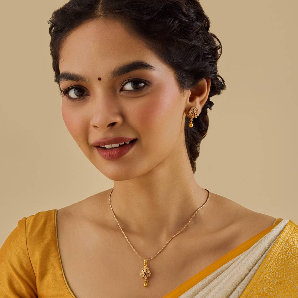 Ruby Gold - Plated Festive Temple Pendant Set - 416340 : 416340