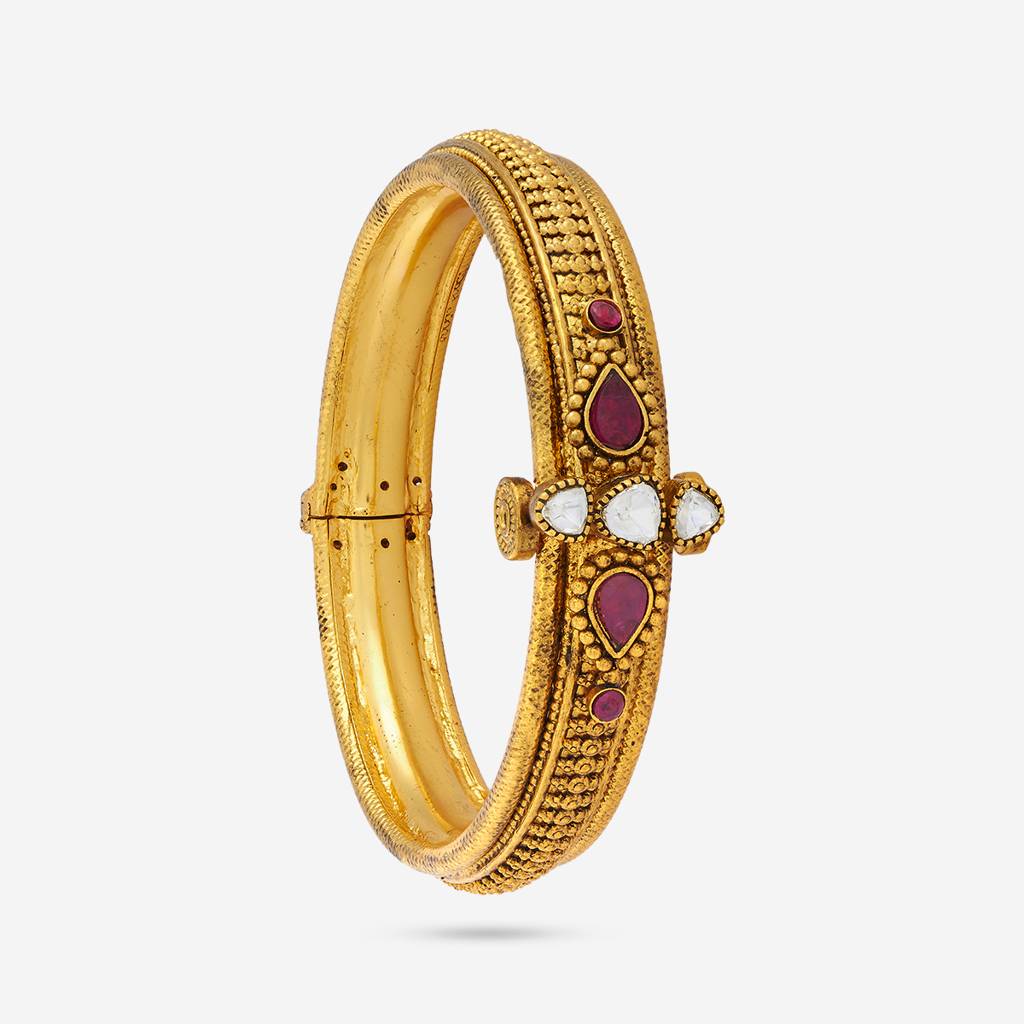 Ruby Gold - Plated Bridesmaid Antique Kada - 436031 : 436031