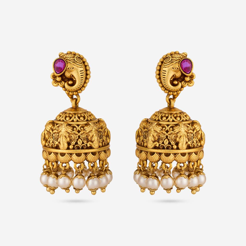 Ruby Gold - Plated Festive Antique Earring - 469979 : 469979