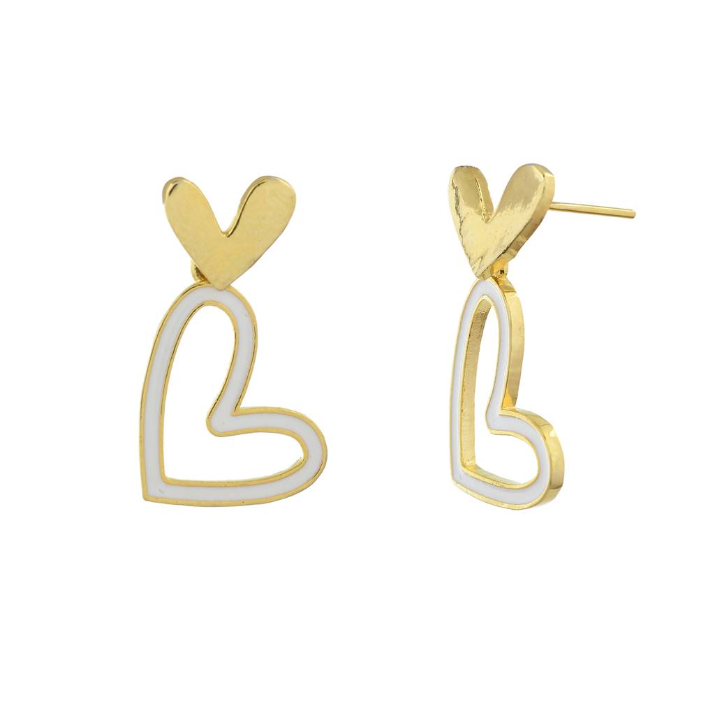 Trendy Love Drops Heart Earrings : 8905124542141