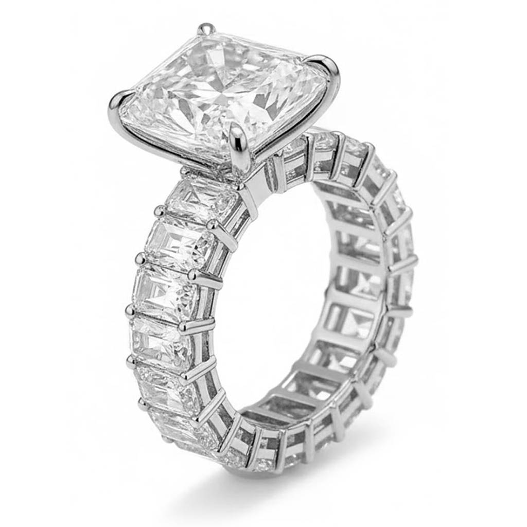 Silver Plated Crystal Studded Solitaire Finger Ring Fancy Jewellery For Women & Girls (Size- Us 7) : PX9R3040-7