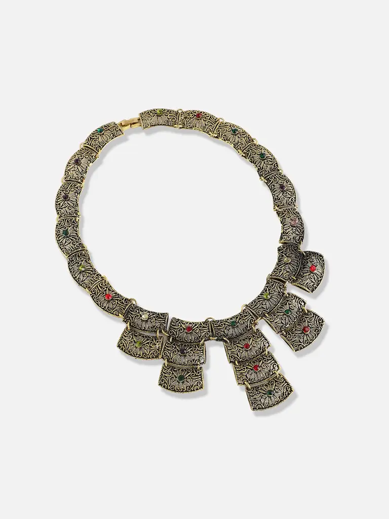 Myah-Silver Plated Designer Stone Party Necklace For Women : SOHNCK3094