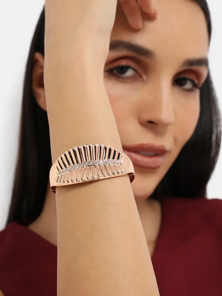 Veridian-Sohi Gold-Plated Cuff Bracelet : SOHIBR8177