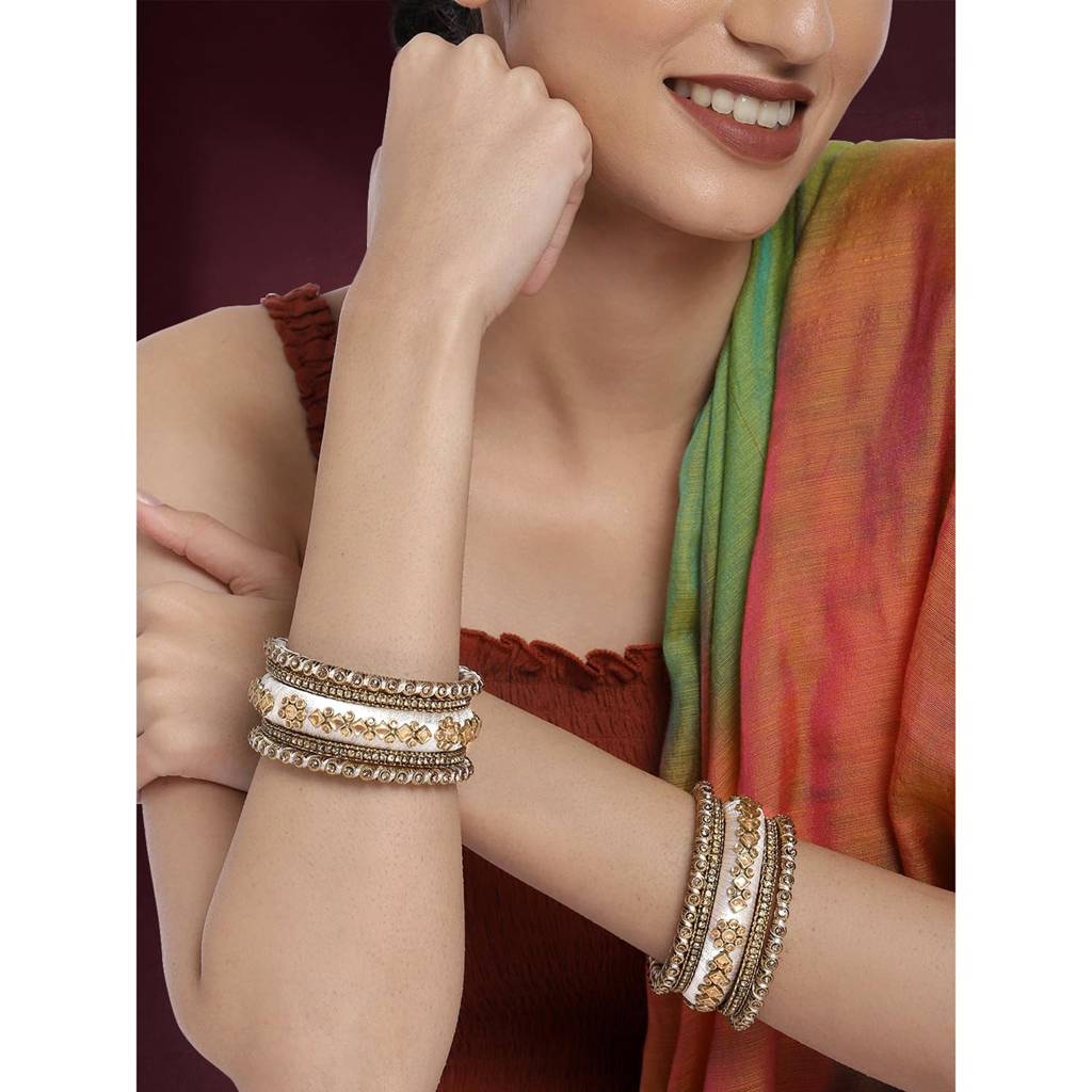 Peora Velvet Matching Fancy Silk Thread Chuda Bangle Set Navratri Gift For Women : PF51B46W