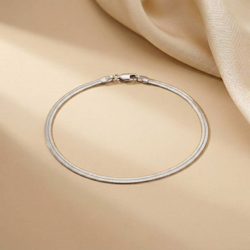 Silver Classic Flat Chain Anklet : ZLA-1057