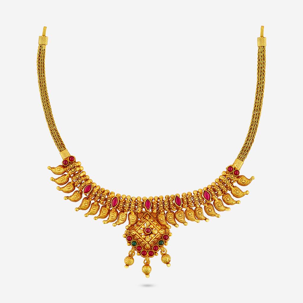 Ruby-Green Gold - Plated Bridesmaid Temple Necklace - 452677 : 452677