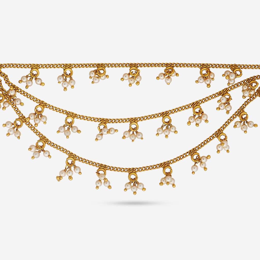 Full Pearl Gold - Plated Bridal Temple Matil - 459622 : 459622