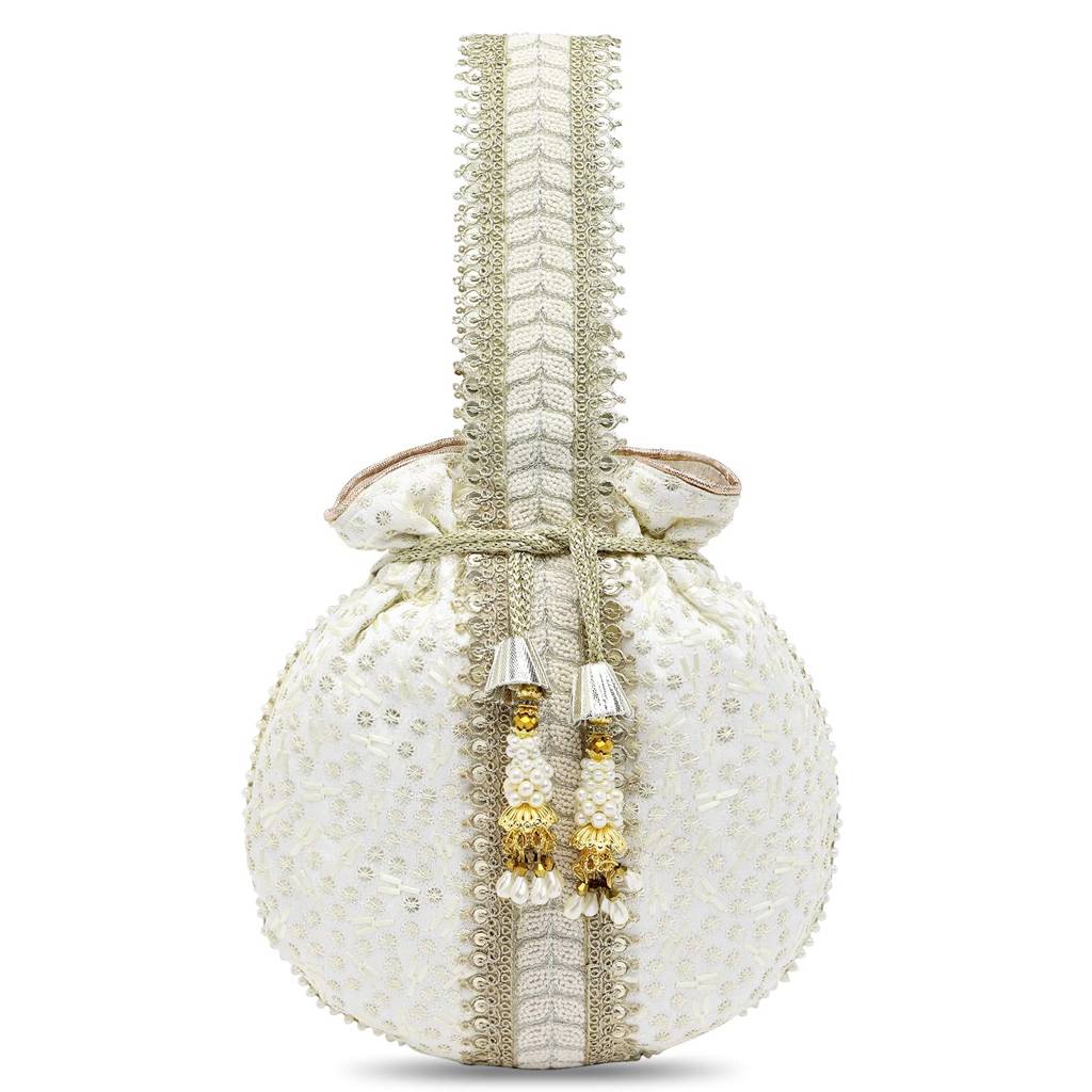 Potli Bags For Women Evening Bag Clutch Ethnic Bride Purse With Drawstring(P93Br) : P93W