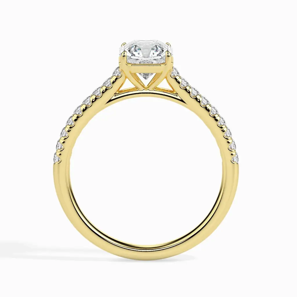 1 Carat Asscher Solitaire Ring In Diamond Band : 09kWhiteZNR114F10
