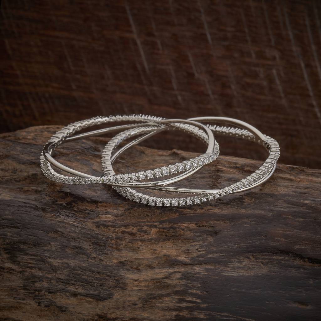 White Rodium - Plated Party Wear Zircon Bangle 435346 : 435346
